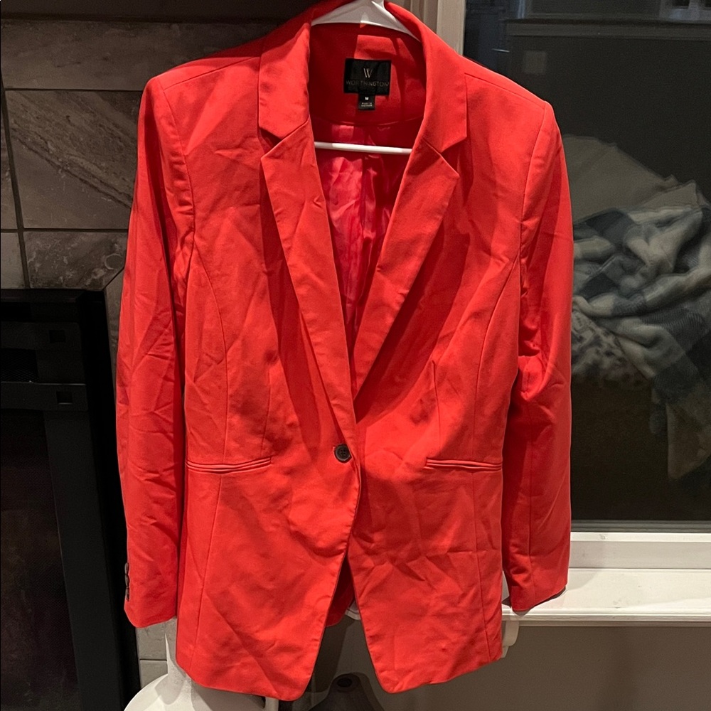 Worthington Women's Vibrant Coral Red Blazer